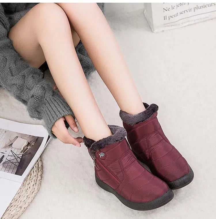 Snow Women Boots Comfortable Women's Boots Waterproof Women Shoes Zipper Shoes Woman Soft Fur Women's Winter Boots Botas Mujer