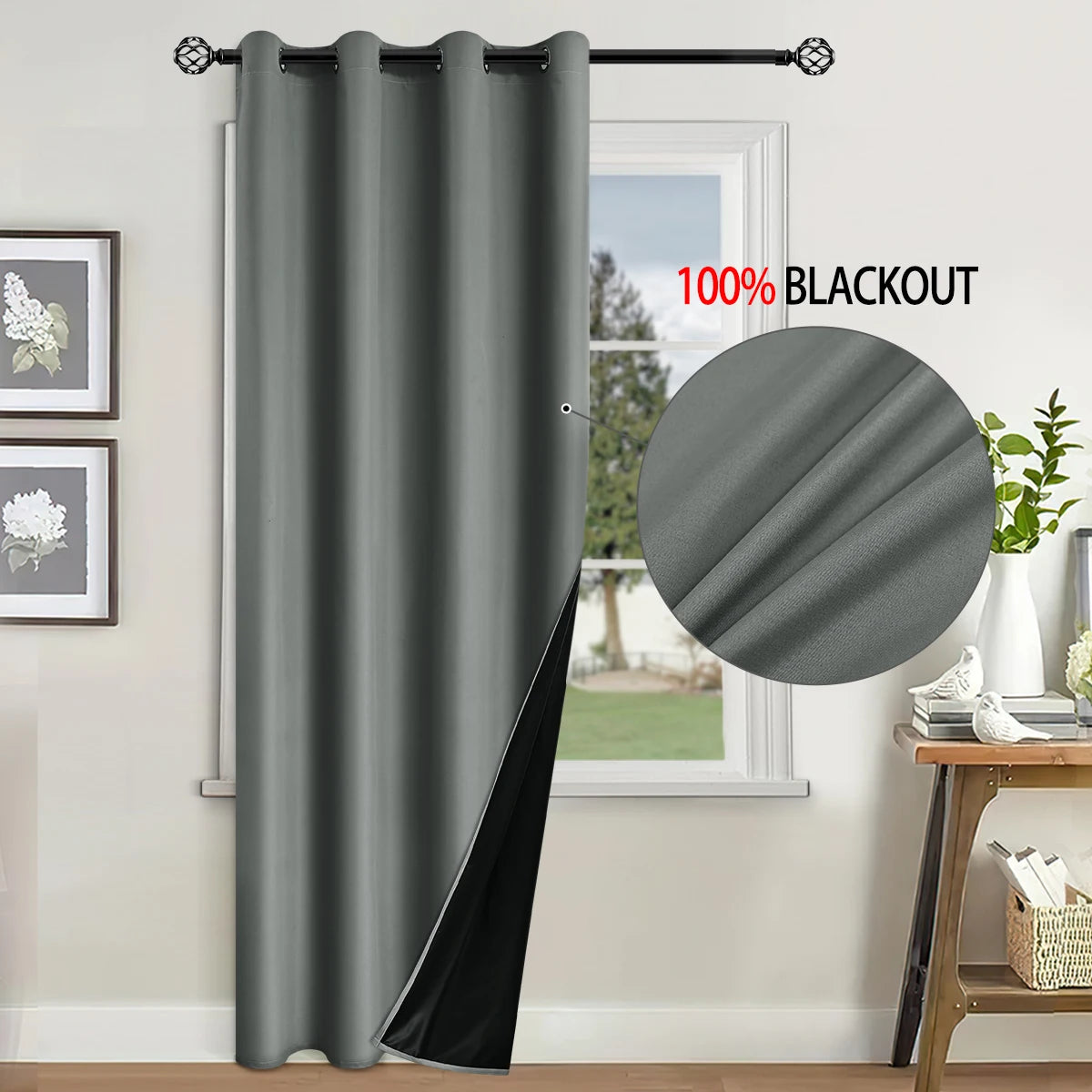 1pc Blackout Curtain with Coated Insulated Lining, Ideal for Living Room, Bedroom, Kitchen, Bathroom, Home Decor, Room Decor