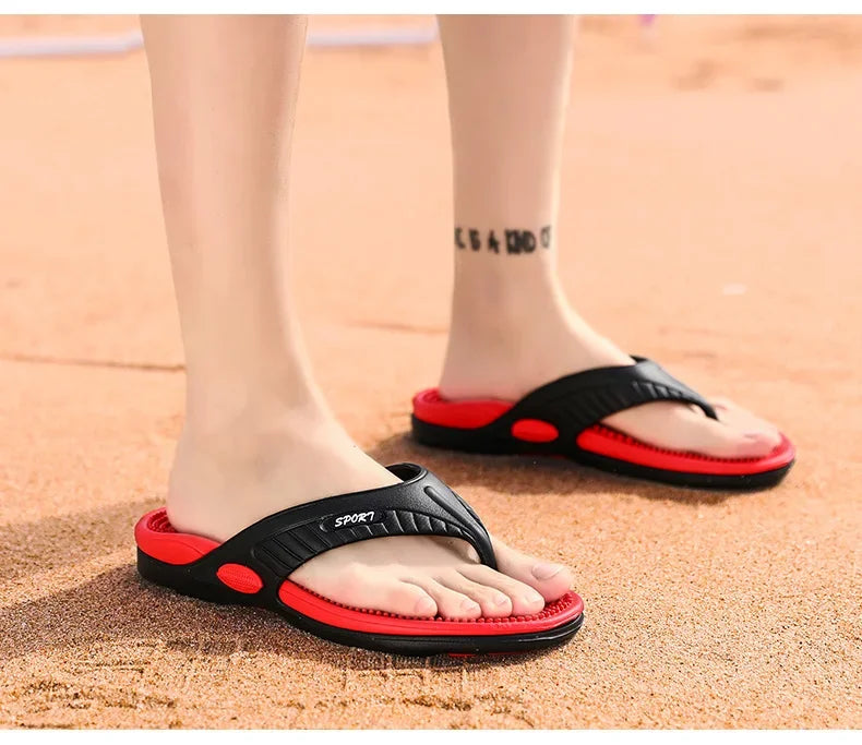 Massage Flip Flops for Men Summer Breathable Beach Shoes Sandals Men Luxury Flip Flops Breathable Plus Big Size Men Slippers 46