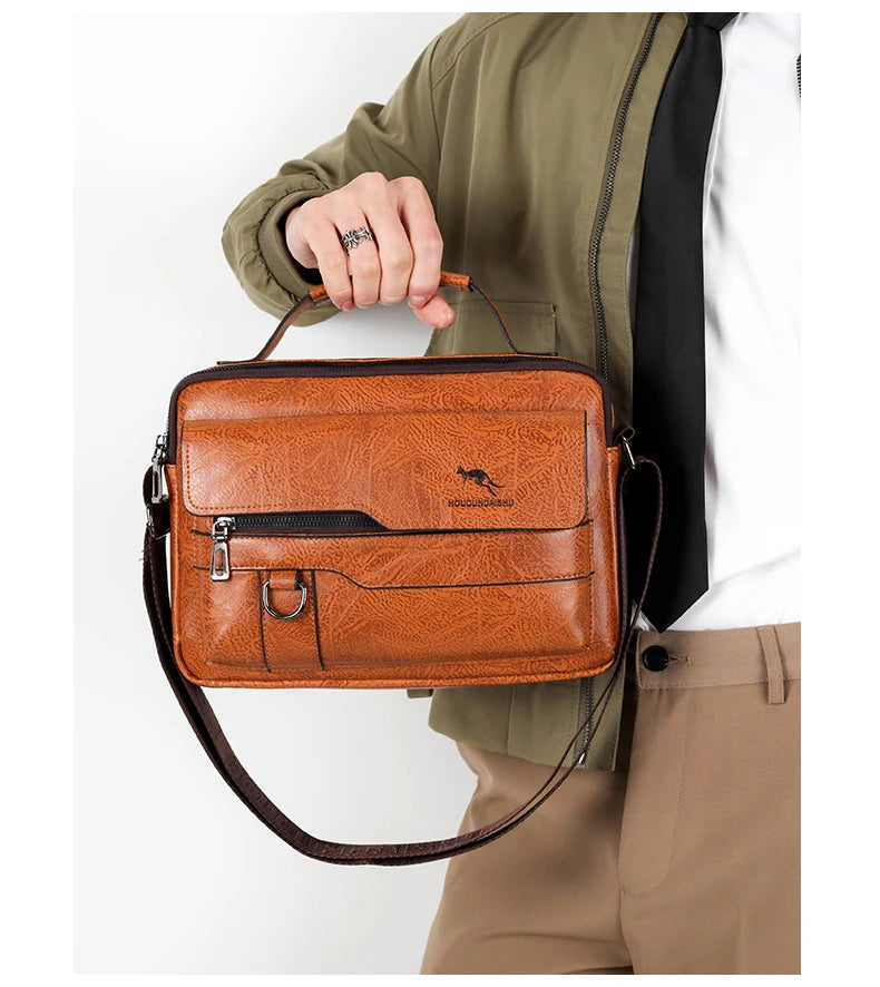 2024 New Men Crossbody Shoulder Bag For Husband Gift PU Leather Men Office Tote Business Messenger Side Bag Male Handbags