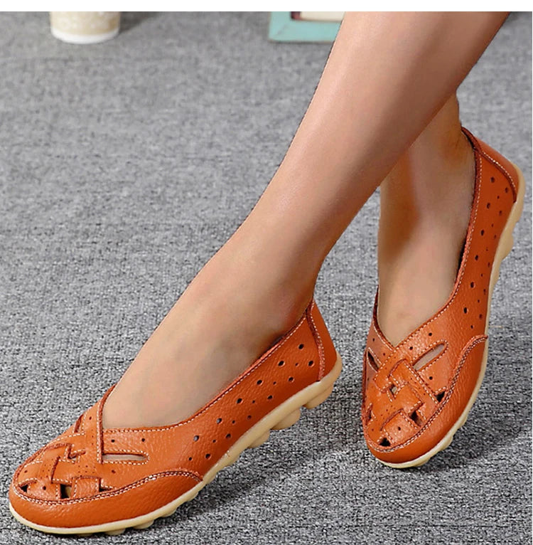 Women Shoes For Summer Flats Soft Leather Shoes Flat Slip On Loafers Women Casual Shoes Breather Moccasins Nursing Zapatos Mujer