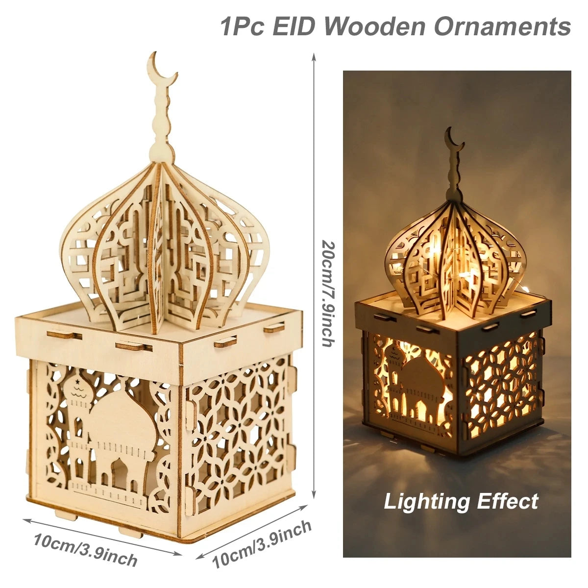 Wooden Palace Ornament Ramadan Decoration For Home 2024 Aid Eid Mubarak Ramadan Kareem Islamic Muslim Festival Party Gift Decor