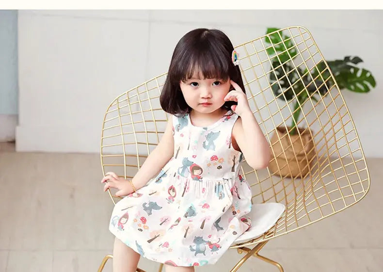 Girl Dress 100% Cotton Kids Summer Clothes Children Flower Dresses Sleeveless Cloth Princess Girls Party Fashion Outfit Clothing