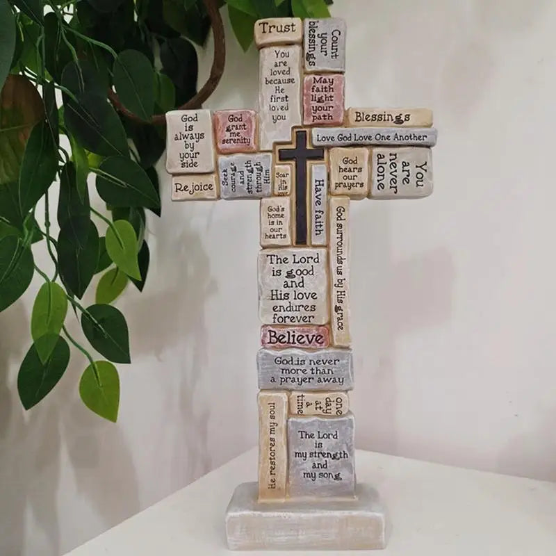 Inspirational Standing Cross Jesus Crosses Covered In Encouraging Words And Phrases Christian Decoration For Office Home Table