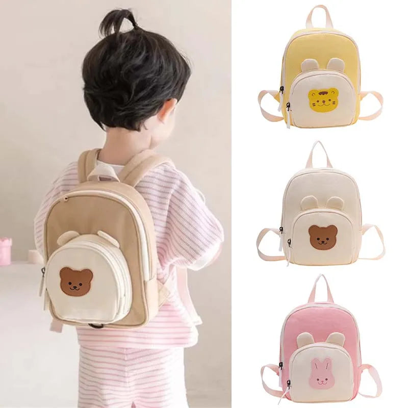 Korean Canvas Kids Backpack Kawaii Children's Handbags for Girl Kindergarten Boy Schoolbag Cartoon Bear Bunny Toddler Bag 2023