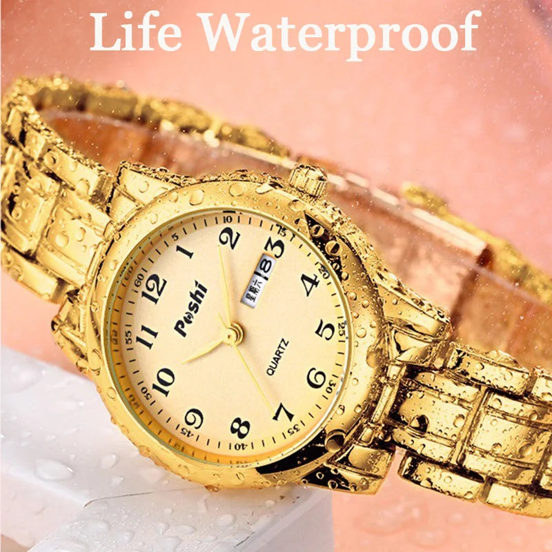 POSHI Luxury Ladies Dress Watch Luminous Waterproof Week Date Woman Wristwatch Stainless Steel Women Quartz Watches Clock Gifts