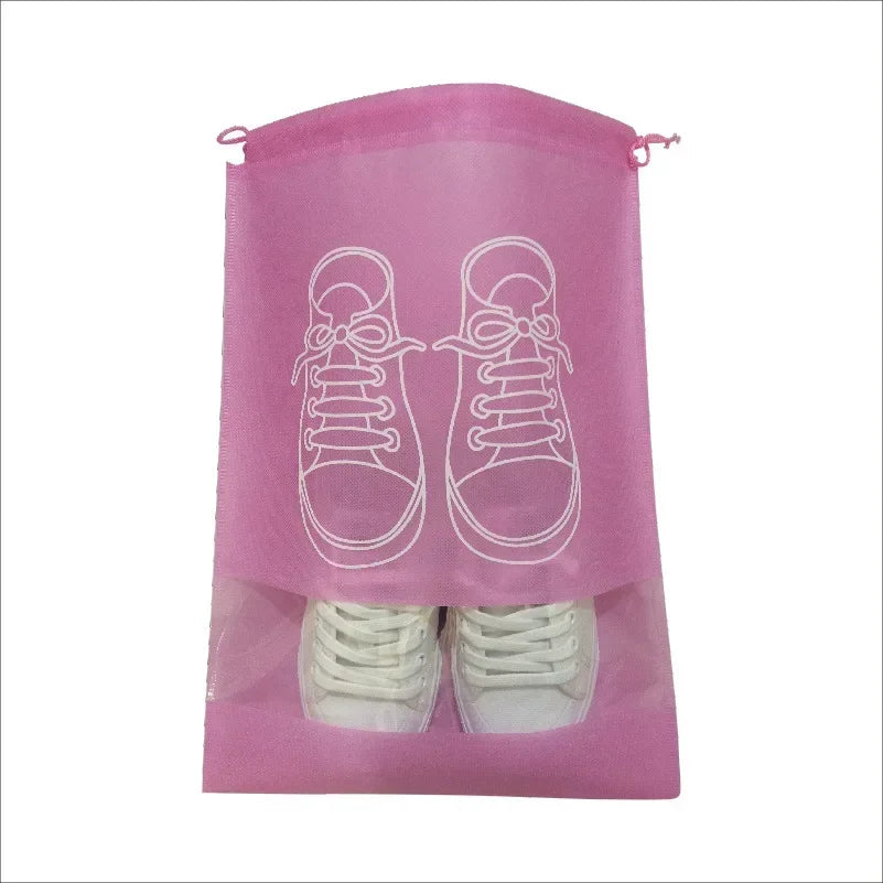 10/5pcs Shoes Storage Organizer Bags Non-woven Travel Portable Closet Bag Waterproof Pocket Clothing Tranparent Hanging Bag