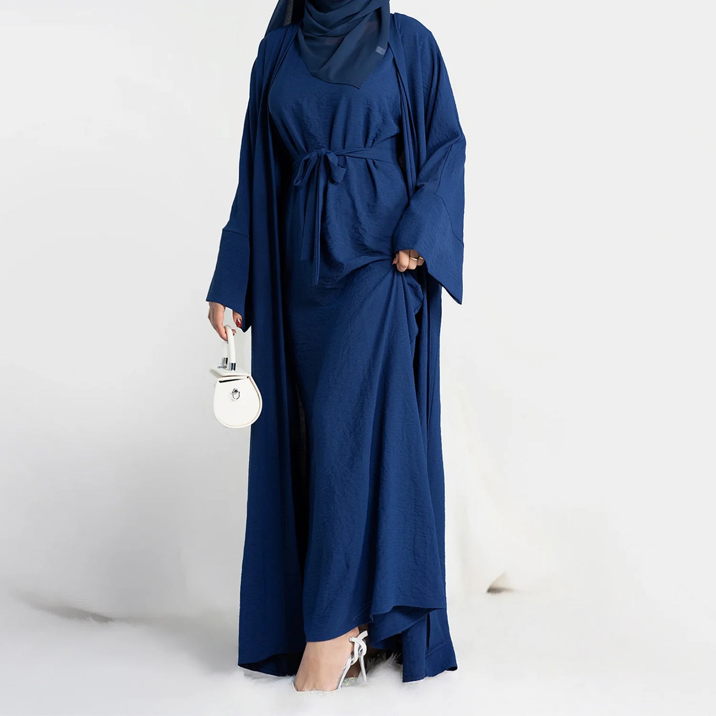 Women Open Abaya Kaftan Dubai Turkey 2 Piece Muslim's Set Luxury Islam Robe African Dress Kimono Morocco Clothing Caftan Fashion