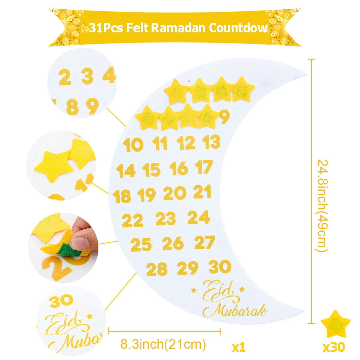 Ramadan Countdown Felt Calendar Eid Mubarak Decorations For Home Islamic Muslim Party Decor Ramadan Kareem Eid Al Adha Kid Gifts