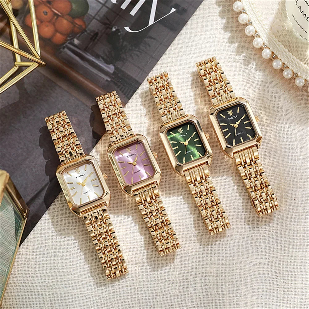 YIKAZE Luxury Women Watch Fashion Stainless Steel Ladies Business Watches Classic Square Quartz Watch Female Student Wristwatch