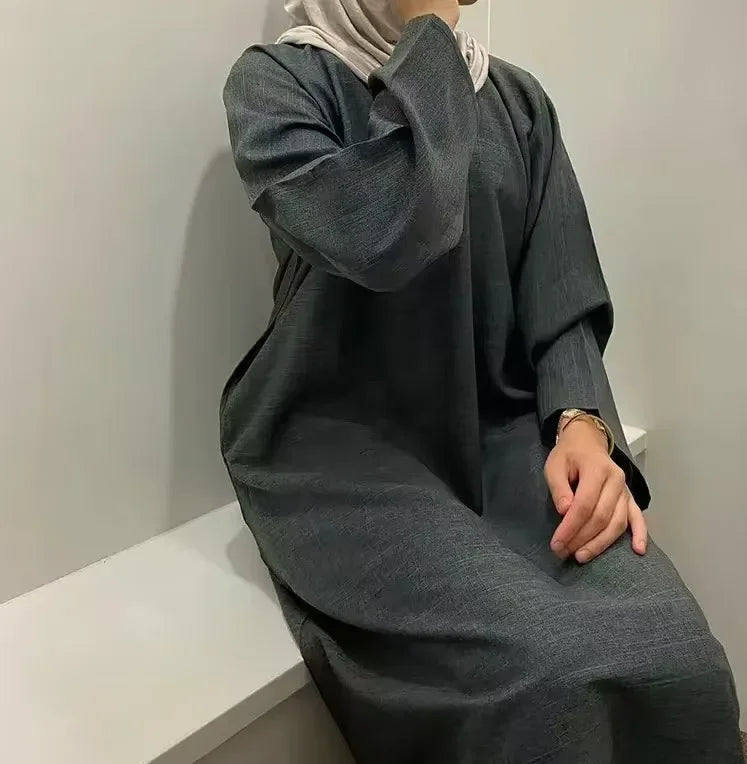 Ramadan Eid Diamond Long Sleeve Djellaba Muslim Dress Dubai Fashion Abaya Thin Muslim Robes Islam Robe Women Satin Long Dress