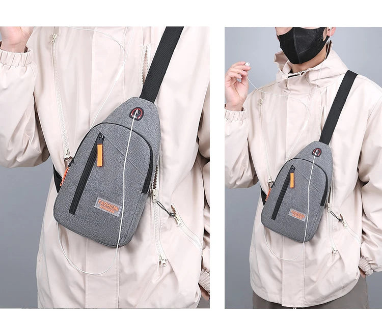 Casual Men Chest Bag Nylon Small Shoulder Bag Running Cycling Belt Sling Bag Outdoor Sport Crossbody Bag Travel Phone Pouch Bag