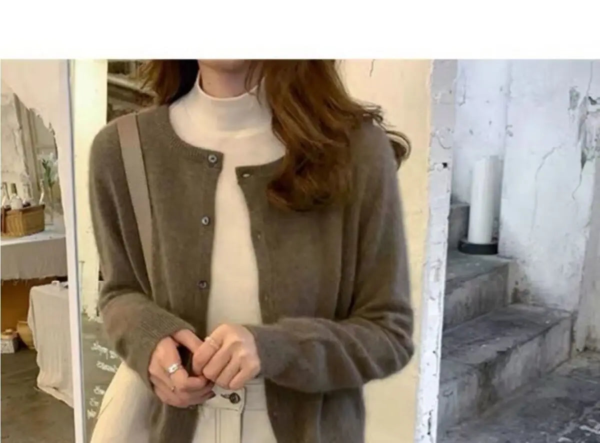 Spring Autumn Knitted Cardigan Women's Elegant Loose Solid Sweater Coat Soft All Match Multicolor Korean Commuting Cardigan