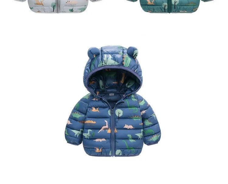 Baby Kids Jacket For Girls Hooded Coats Winter Children Cartoon Print Light Outerwear Infants Girls Boys Jacket Cotton Down Coat