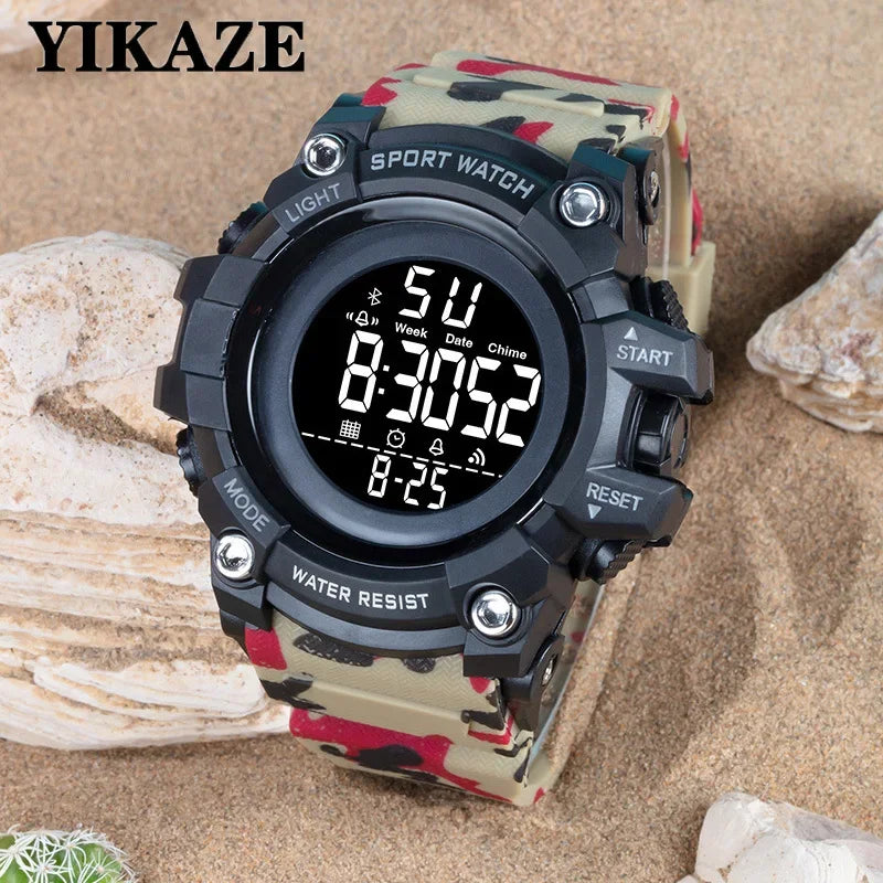 YIKAZE Men's Sport Watch Multifunction Military Sports Men Watch Clock Big Dial Digital watches Waterproof Electronic Wristwatch