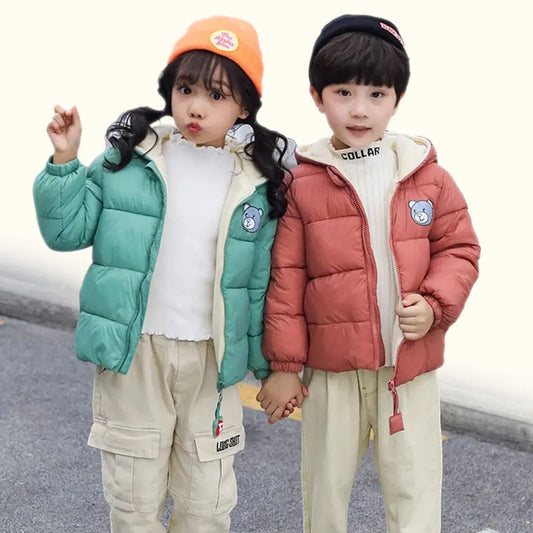 Kids Clothes Children's Jacket Coat Clothing Boy Girl Hooded Thicken Velvet Lining Keep Warm Down Jacket Children Clothing