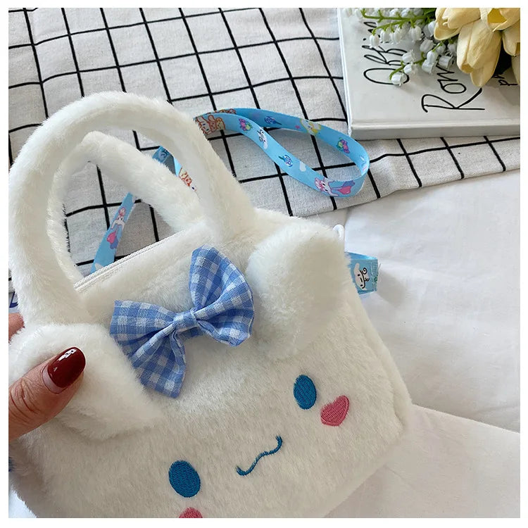 Sanrio Bag Kawaii Kuromi Cinnamoroll My Melody Cartoon Anime Plush Handbag Cosmetic Bag Travel Storage Bag Women Girl Gifts