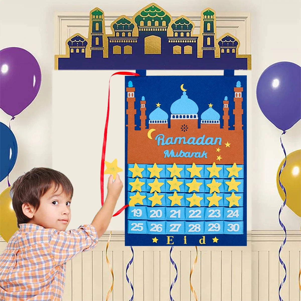 Ramadan Countdown Felt Calendar Eid Mubarak Decorations For Home Islamic Muslim Party Decor Ramadan Kareem Eid Al Adha Kid Gifts