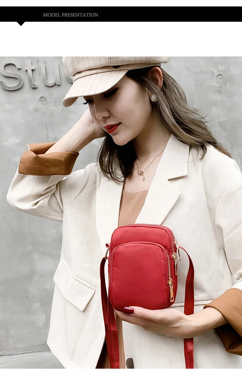 Women Bag Waterproof Shoulder Bag Crossbody Zipper Mobile Phone Lady Female Multifunction Handbag Wrist Purse Womens Pouch