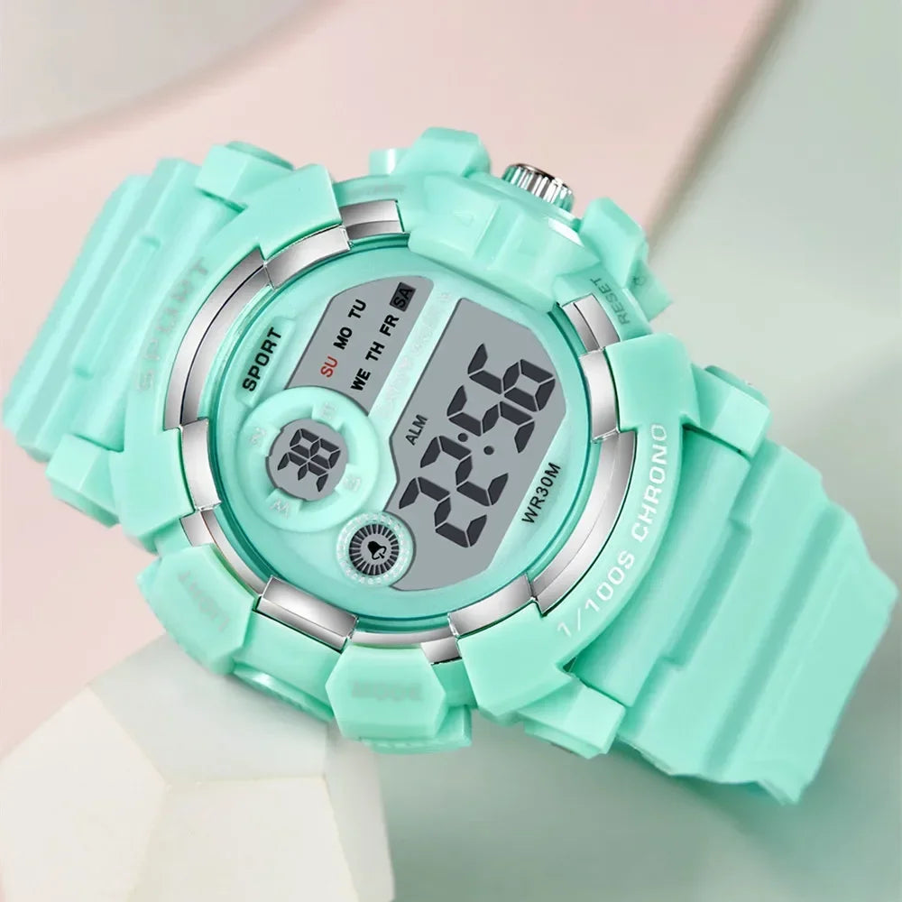 YIKAZE Fashion Sports Watches Men Women Digital Watch Waterproof Luminous Alarm Clock Electronic Wristwatch for Kids Children