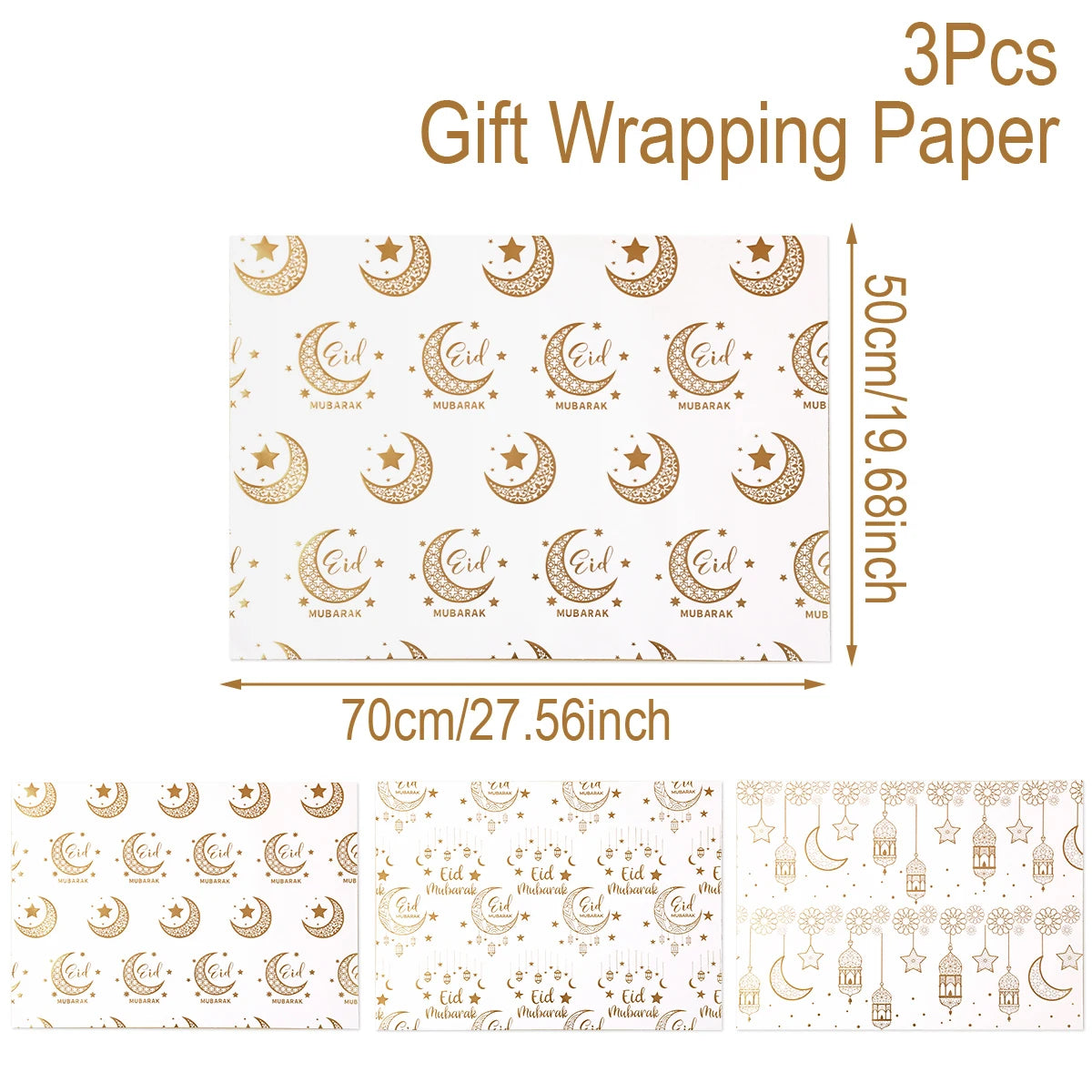 Eid Mubarak Kraft Wrapping Paper Eid Ramadan Kareem Decoration For Home 2025 Islamic Muslim Party Supplies Gifts Eid Al-Fitr