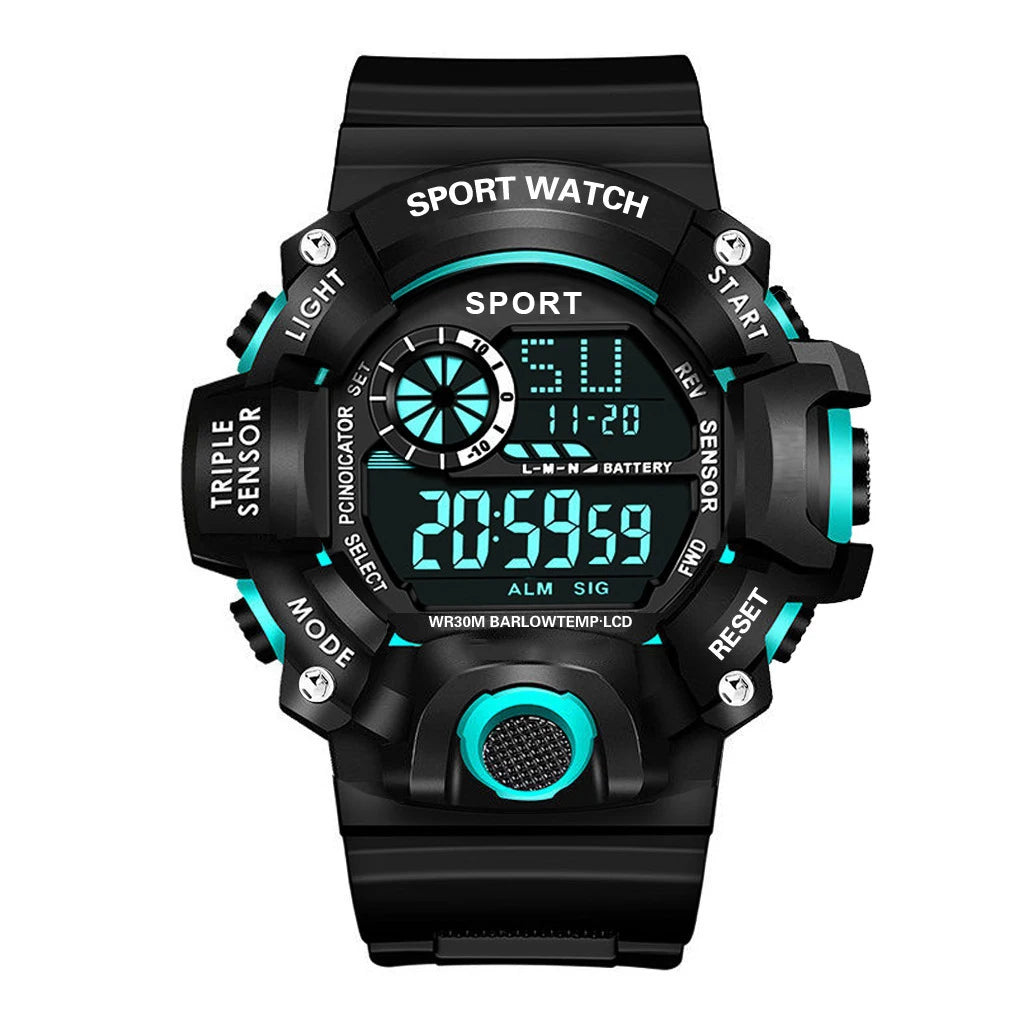 YIKAZE Men's LED Digital Watch Men Sport Watches Fitness Electronic Watch Multifunction Military Sports Watches Clock Kids Gifts