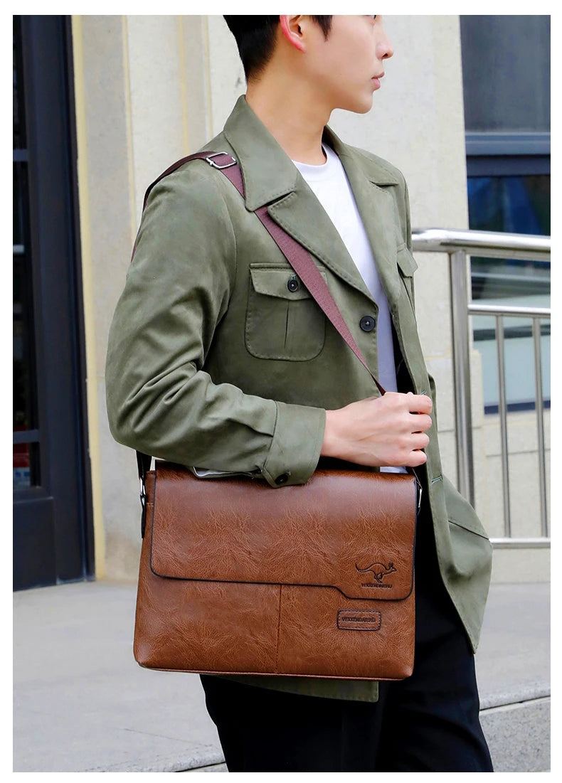 Men Shoulder Bag For IPAD Leather Business Handbag Men Messenger Bag Large Side Sling Bag Fashion Man Crossbody Bag