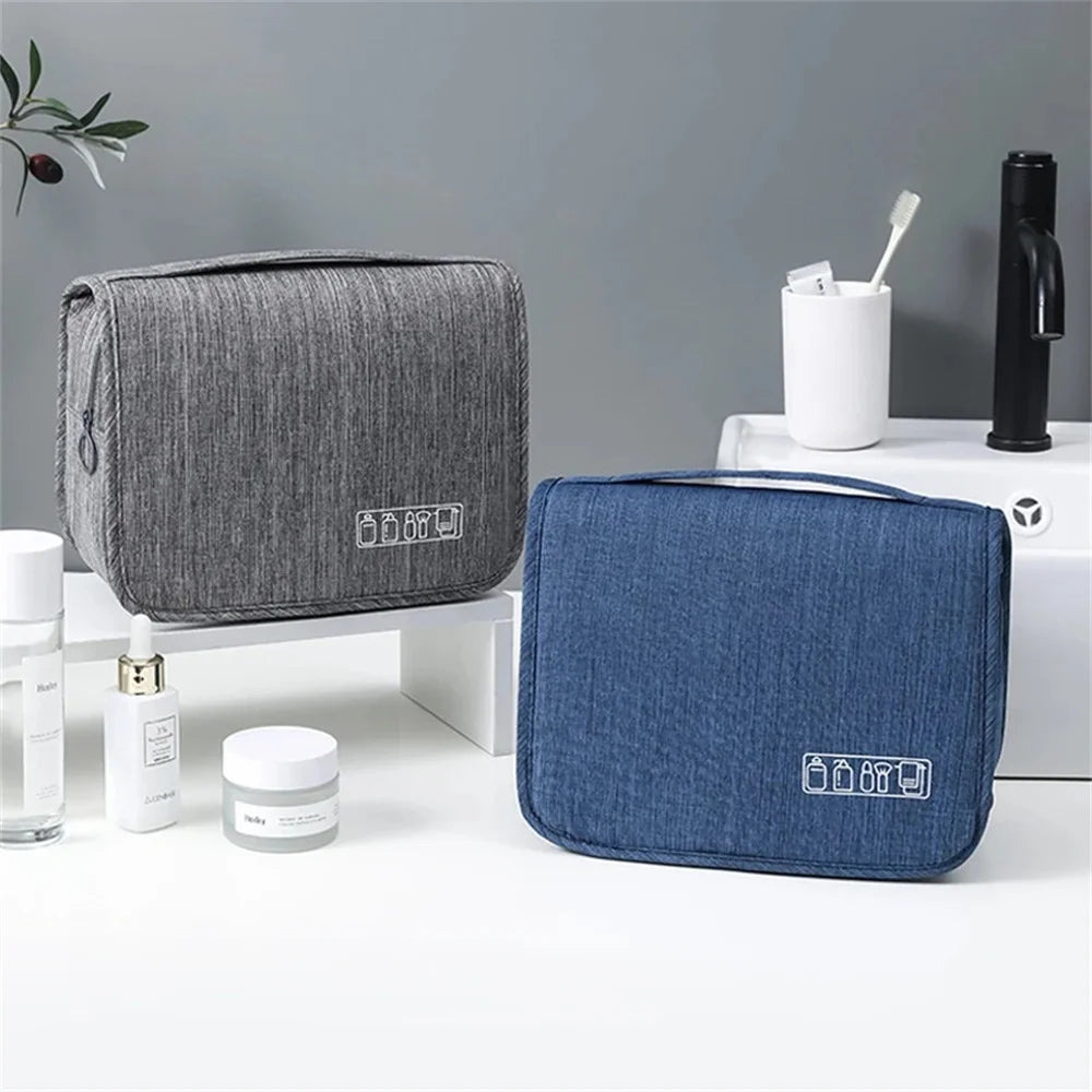 Portable Toiletry Washbag with Hanging Hook Waterproof Women Bathroom Cosmetic Storage Bag Large Capacity Travel Men Makeup Case