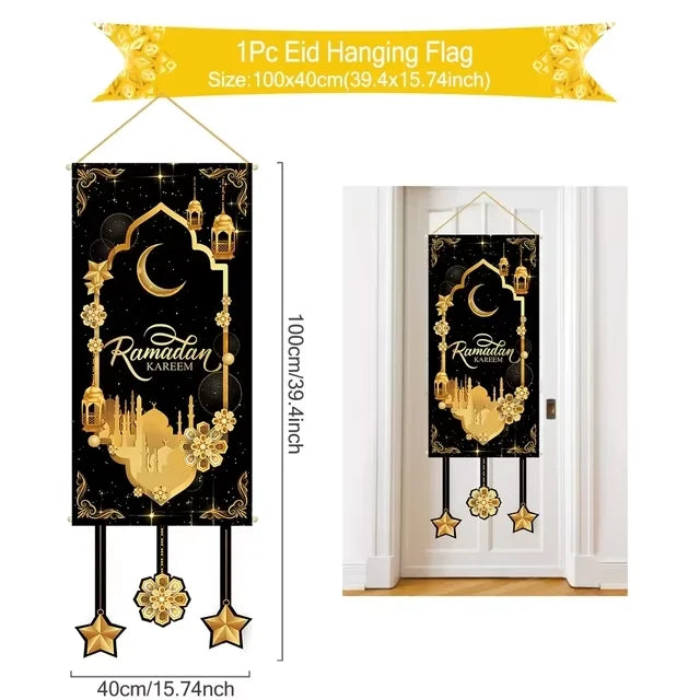 Ramadan Decoration Hanging Flag Eid Mubarak Decor 2025 for Home Islamic Muslim Party Decor Ramadan Kareem Eid Al-Fitr Gift