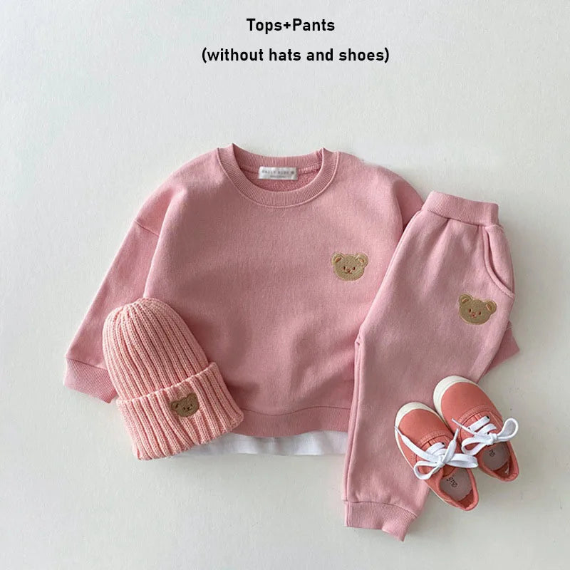 Sweatshirt+ Pants 2Pcs Suits 2024 Fashion Toddler Baby Clothes Sets Cartoon Bear Autumn Kids Outfits Set Christmas Gift