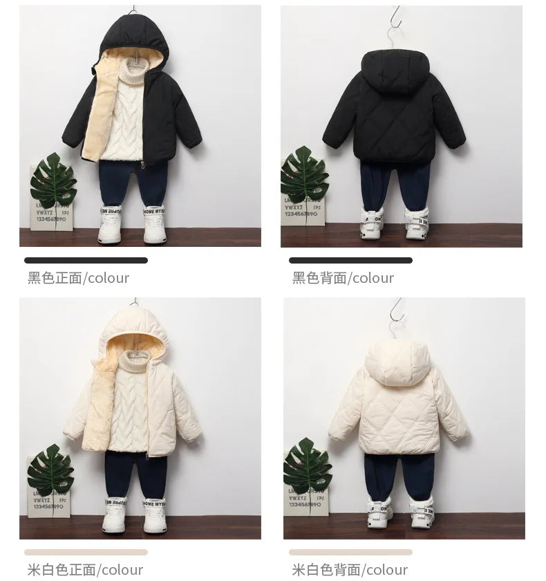 Baby Kids Thick Jacket For Girls Coats Winter Lamb Wool Plus Velvet Coats Toddler Children Outwear 1-6 Year Boys Cotton Jackets