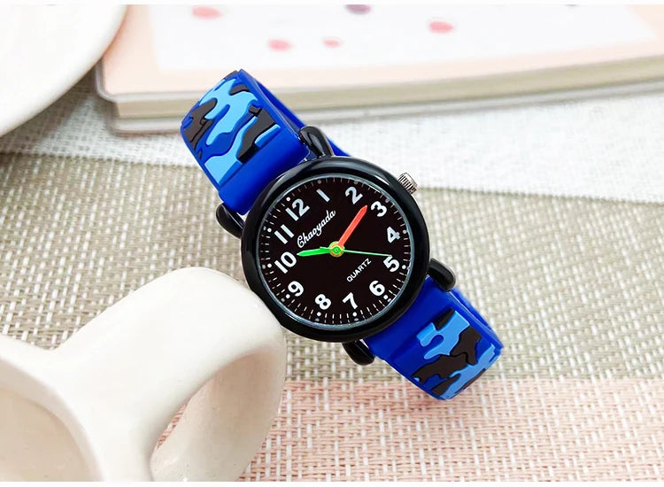 2024 summer boys girls fashion camouflage silicone strap quartz watches children kids students digital cool waterproof clocks