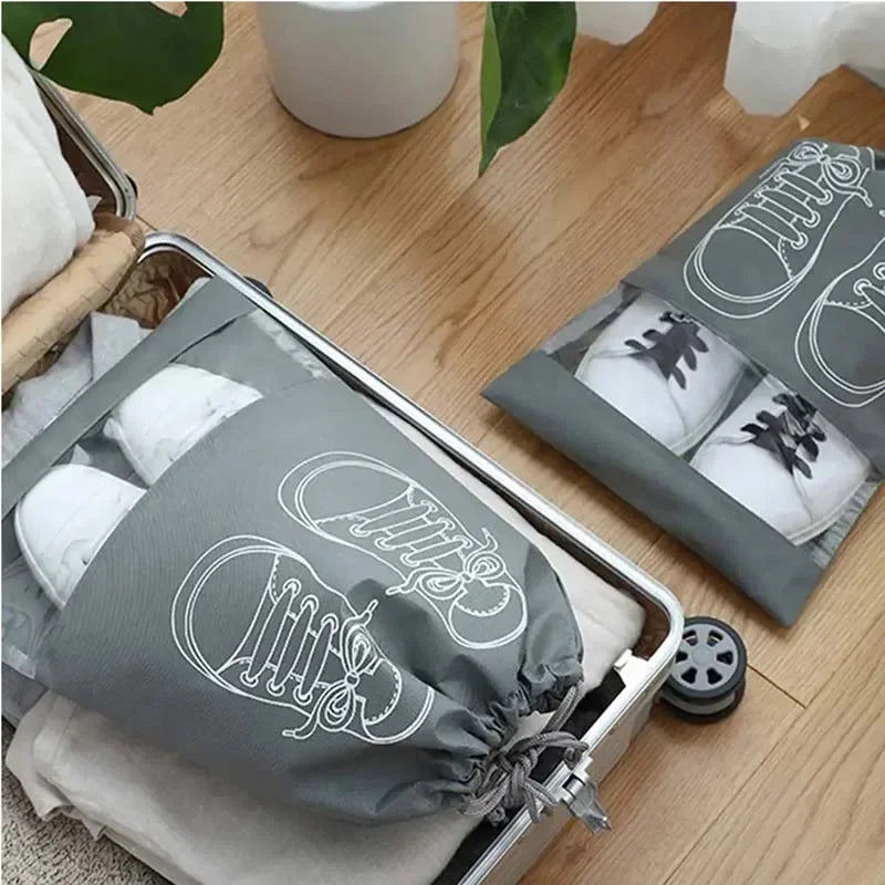 10PCS Portable Shoe Storage Drawstring Eco Storage Bag for Sundries Travel Makeup Bag Waterproof Transparent Plastic Storage Bag