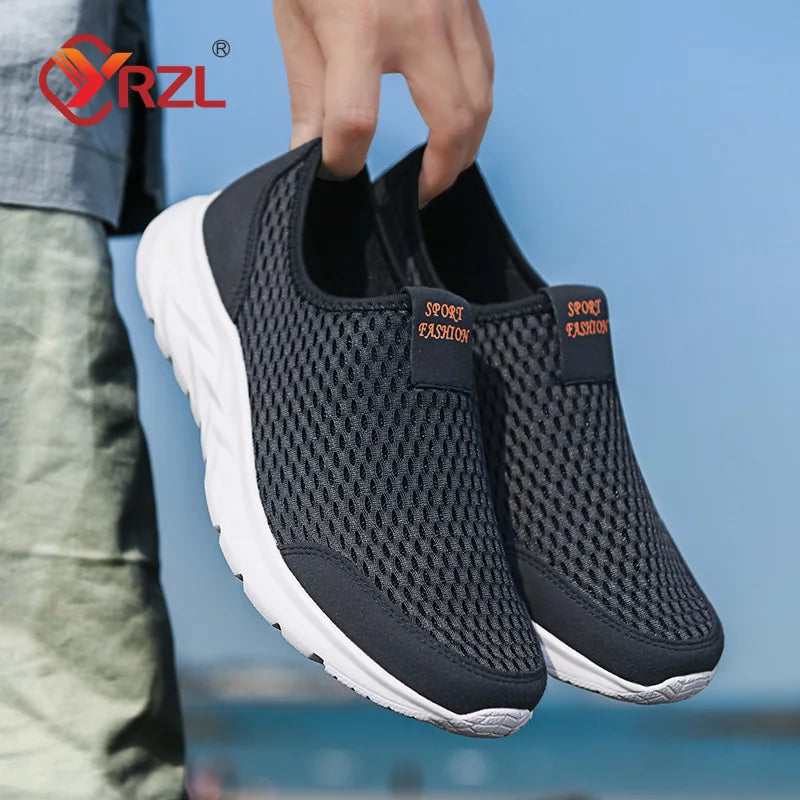 YRZL Men's Sneakers Breathable Mesh Men Casual Shoes Outdoor Non-Slip Big Size Loafers Walking Lightweight Male Tennis shoes