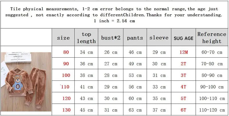 Autumn Winter Children Clothing Baby Pajamas Set Thick Flannel Fleece Child Sleepwear 2Pcs Sets Warm Home Suits Kids Clothes