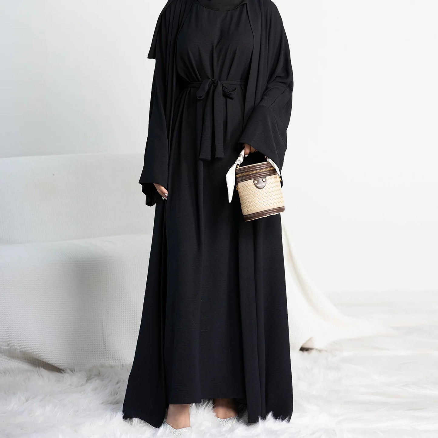 Women Open Abaya Kaftan Dubai Turkey 2 Piece Muslim's Set Luxury Islam Robe African Dress Kimono Morocco Clothing Caftan Fashion