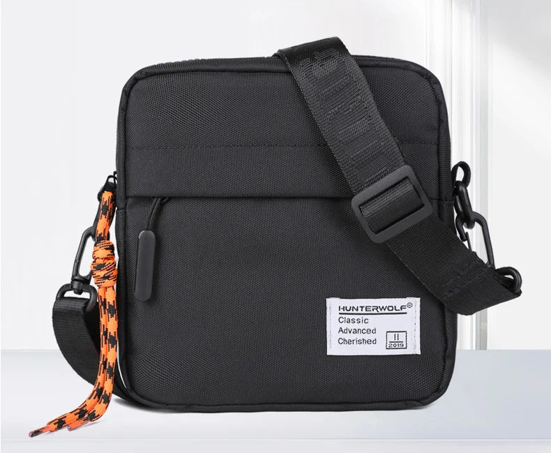 Messenger Sling Bags For Men Casual OXford cloth Small Zipper Crossbody Pouch Simple Mini Crossbody Shoulder Bag Black Men Bag