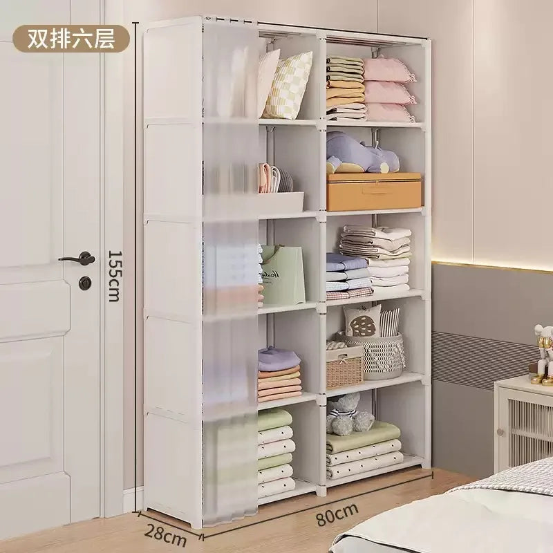 Dustproof Wardrobe Household Bedroom Multipurpose Storage Rack Simple Assembly Storage Cabinet Rental Room Multi-layer Wardrobe