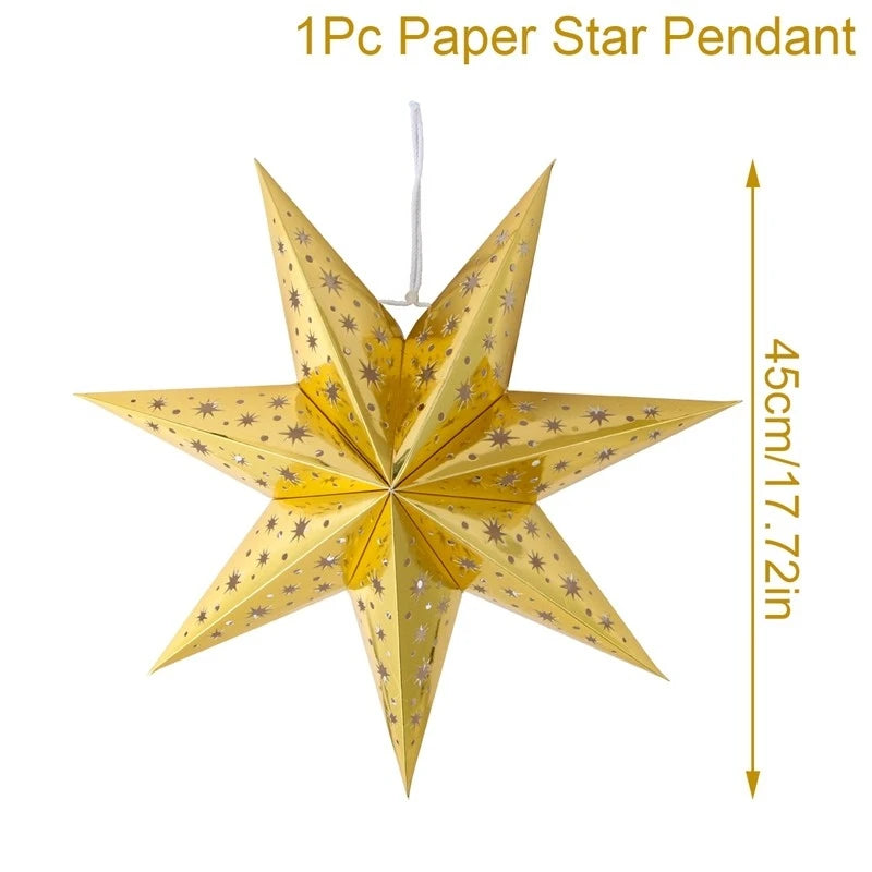 Eid Mubarak Hollow Star Hanging Pendant Ramadan Decoration For Home 2025 Islam Muslim Party Eid Al Adha Kareem Light Gifts