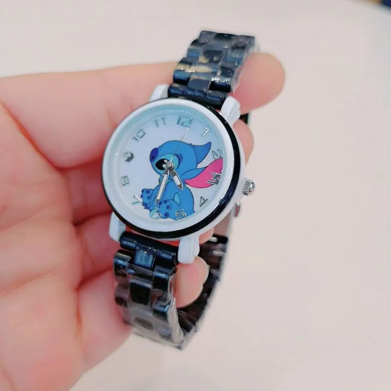 Disney Stitch Children Watches For Girls Cartoon animation Kids Women Quartz Watch Clock School Gift reloj infantil