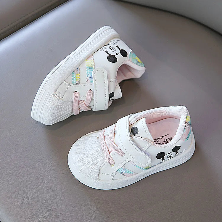 Disney White Casual Shoes For Baby Boy Girl Brand Children Sneaker Mickey Mouse Kids Sports Shoes Toddler Walking Shoes Size 25