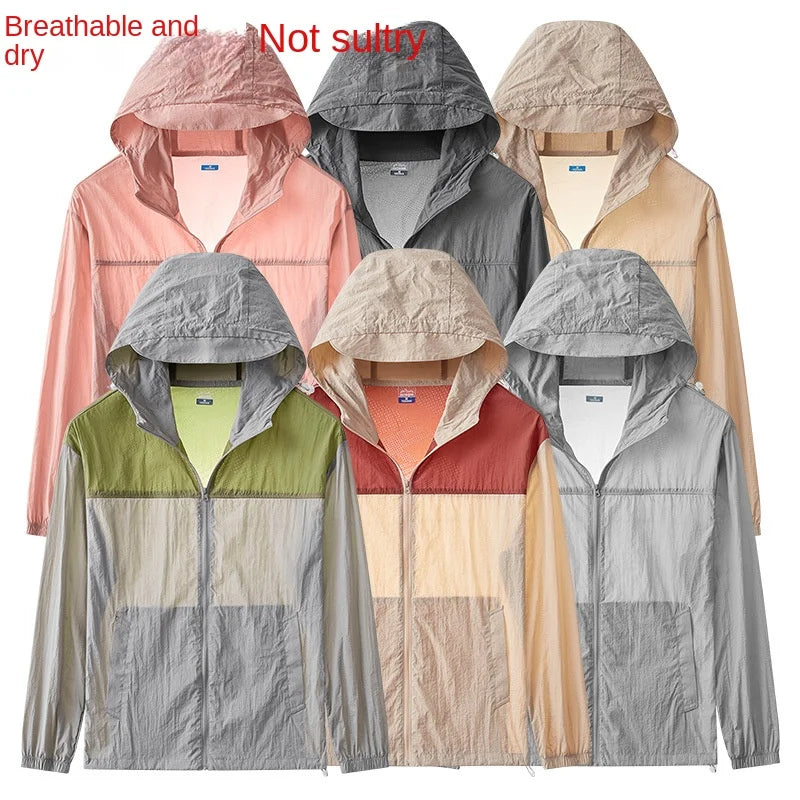 Men Ultrathin Waterproof Sun Protection Clothing Summer Casual Loose Quick-dry Breathable Lightweight Hooded Sports Windbreaker