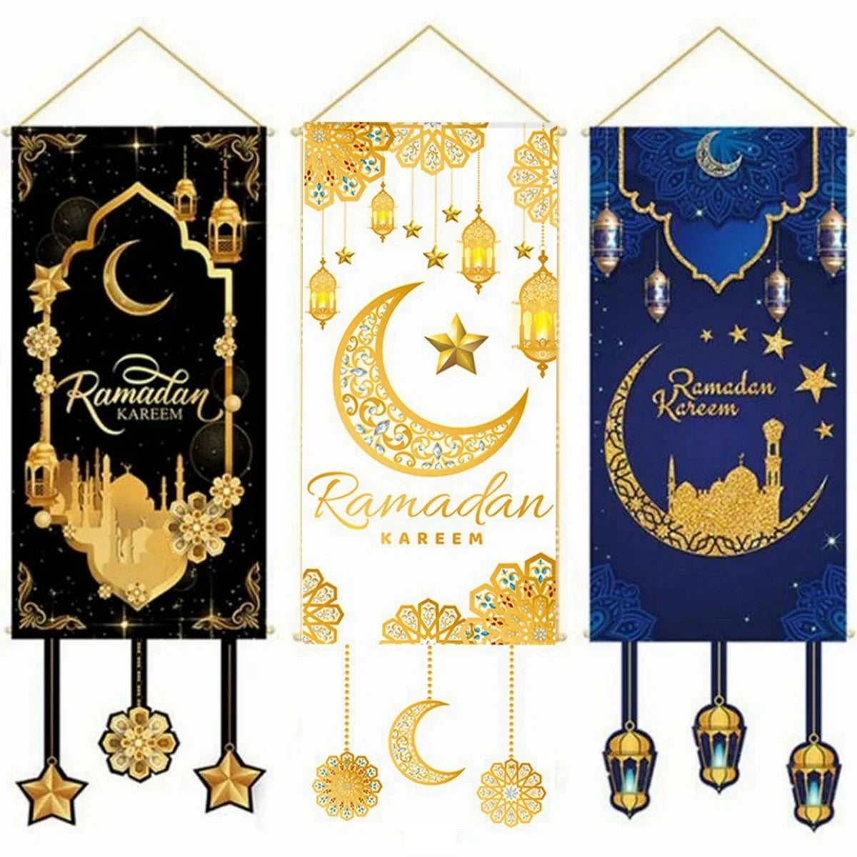 Ramadan Hanging Flag Ramadan Decoration For Home 2024 Kareem Aid EID Mubarak Muslim Islamic Festival Eid Al-fitr Party Supplies