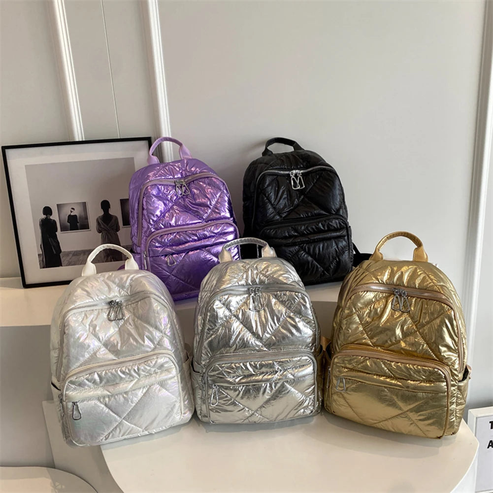 Luxury 2023 Summer Trend Women Backpack Pearl Cotton Bag Pack Travel Student Schoolbag Teen Girls Bookbag рюкзак женс Outdoor