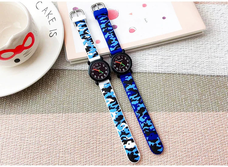 2024 summer boys girls fashion camouflage silicone strap quartz watches children kids students digital cool waterproof clocks