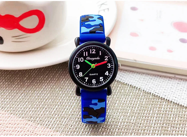 2024 summer boys girls fashion camouflage silicone strap quartz watches children kids students digital cool waterproof clocks