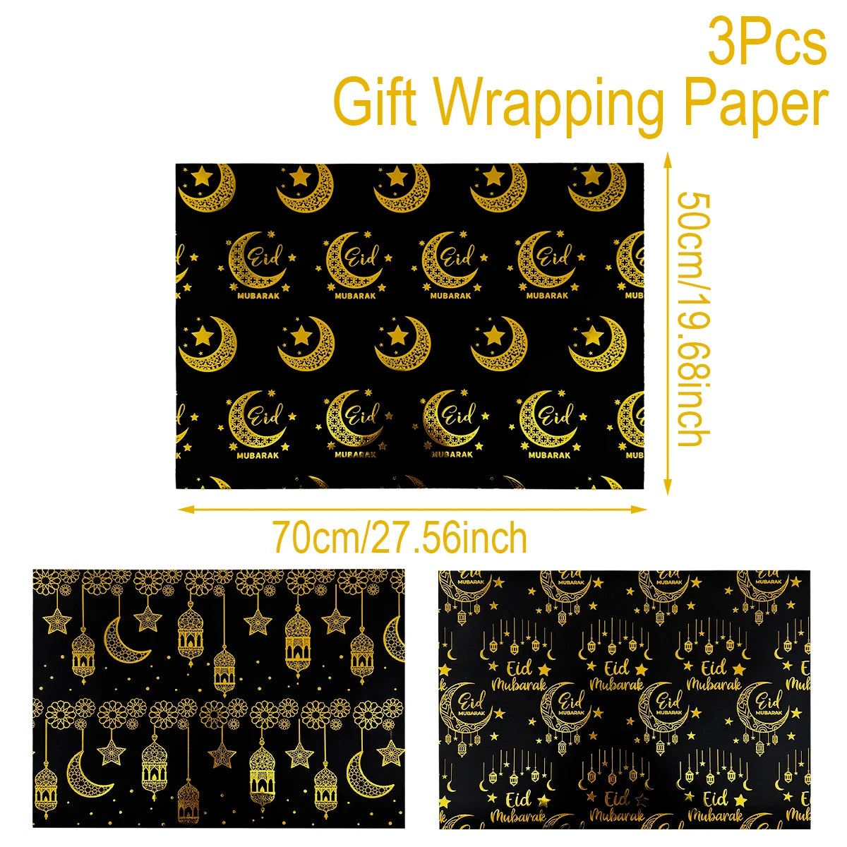 Eid Mubarak Kraft Wrapping Paper Eid Ramadan Kareem Decoration For Home 2025 Islamic Muslim Party Supplies Gifts Eid Al-Fitr