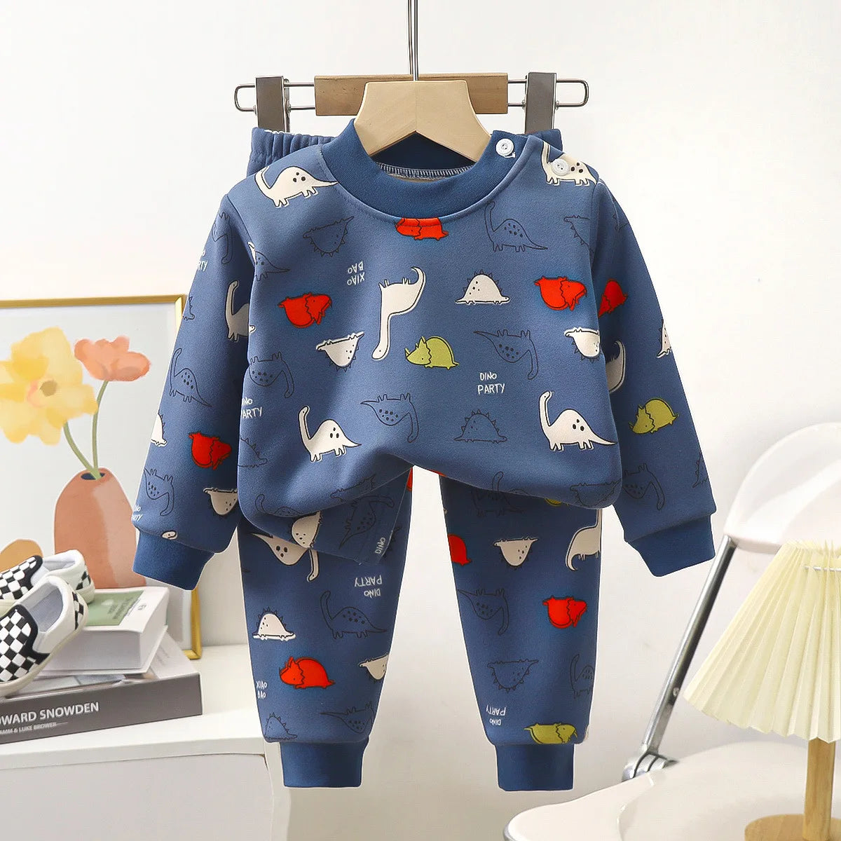 Children's Autumn Clothing Set Baby Pajamas Baby Clothes Boys and Girls Autumn and Winter Cashmere and Thick Home Wear