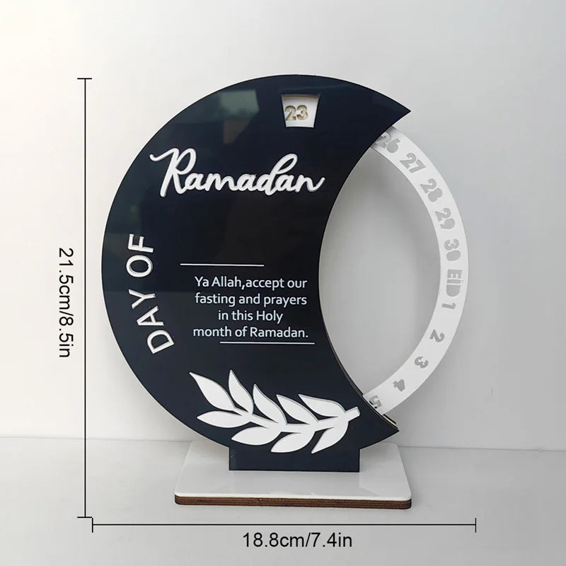 2025 Ramadan Countdown Advent Calendar with Rotatable Wheel Eid Mubarak Table Ornament Islamic Muslim Party Decoration Kids Gift