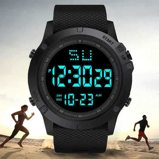 Men Sport Watch Multifunction Military Sports Watch Waterproof Luminous LED Digital Kids Watch Big Dial Student Electronic Watch